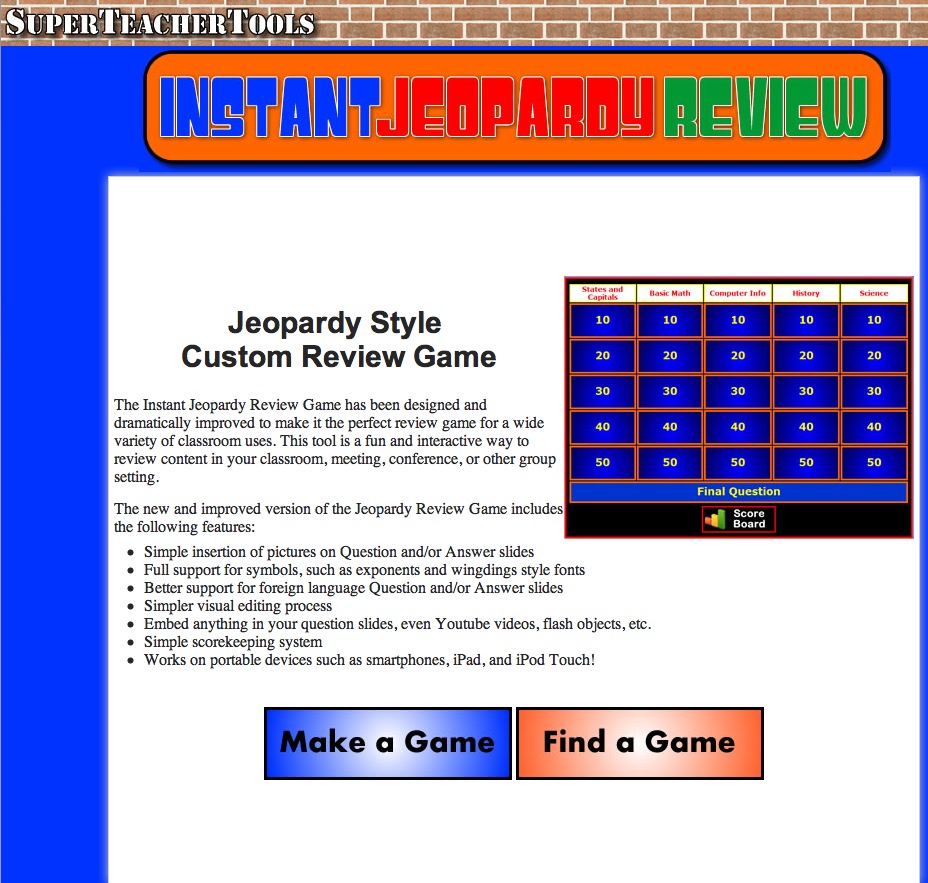 Instant Jeopardy Review | Recurso educativo 40331