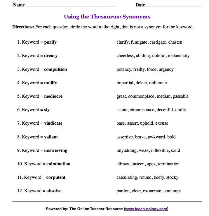 Using the Thesaurus: Synonyms | Recurso educativo 40852