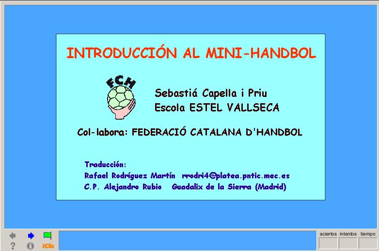 Introducción al mini-handbol deportes, Canarias, gobiernodecanarias.org, Jclic, | Recurso educativo 42245