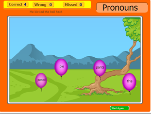 Game: Balloon pronoun | Recurso educativo 48679